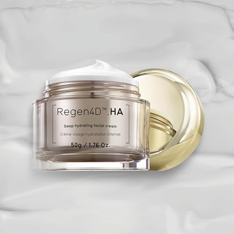 Regen4D HA RegenSkin 딥 하이드레이팅 페이스 크림 안티에이징 및 수분 공급을 위한 히알루론산 함유 무향료