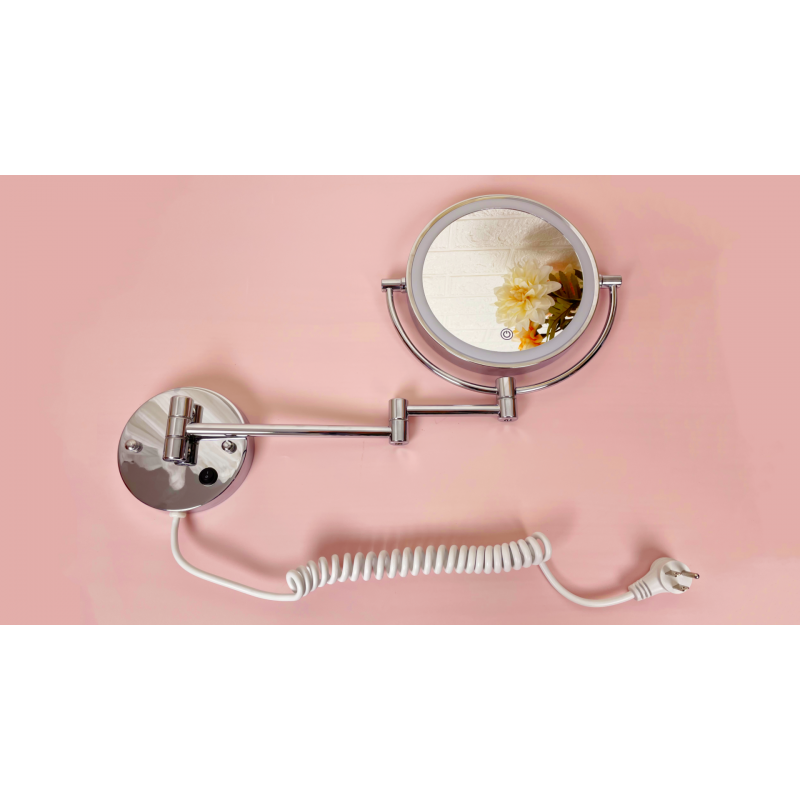 조명이 있는 업그레이드된 벽걸이형 화장 거울, 욕실용 초대형 양면 1X/10X 확대 거울, 밝기 조절이 가능한 3가지 조명, 360° 회전 확장형 플러그인 터치 센서 화장 거울