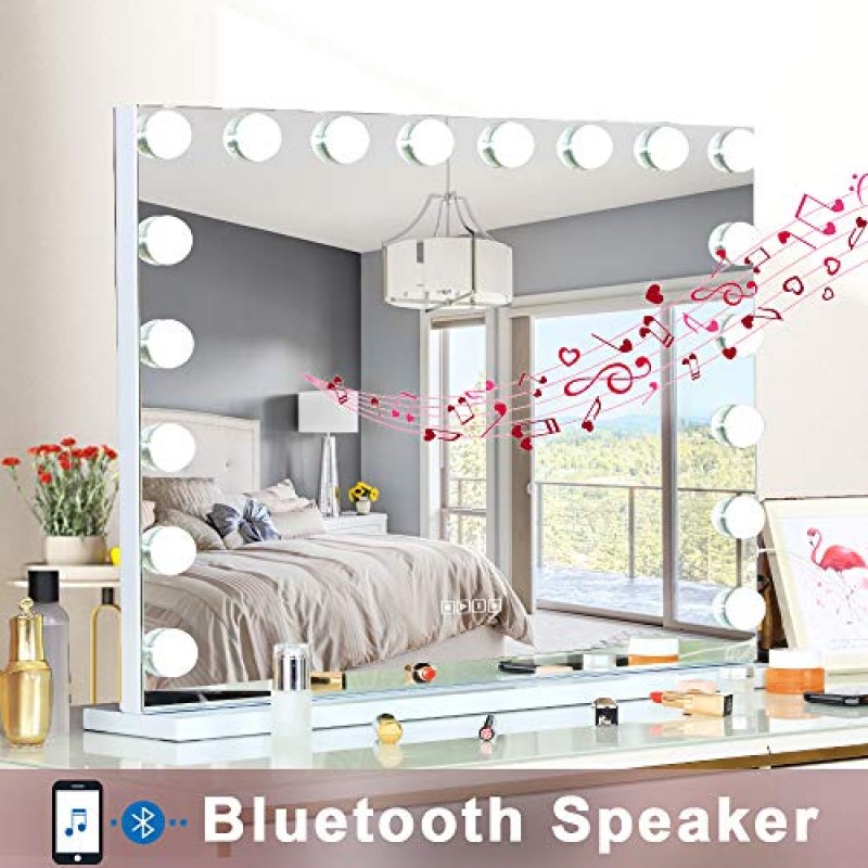 블루투스 및 18개의 LED 조명을 갖춘 보브닝 화장 거울 3가지 조명 모드를 갖춘 헐리우드 화장 거울 31.5