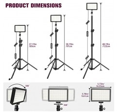 사진 조명 키트 조도 조절이 가능한 5600K USB Led 비디오 스튜디오 스트리밍 조명, 조정 가능한 삼각대 스탠드 및 테이블 탑/사진 비디오 촬영용 컬러 필터 포함