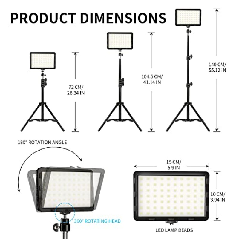 사진 비디오 조명 키트, LED 스튜디오 스트리밍 조명(70개 비즈 및 카메라용 컬러 필터 포함) 사진 데스크톱 비디오 녹화 촬영 컴퓨터 회의 게임 스트림 YouTube TikTok 인물 사진 촬영