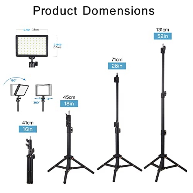 2팩 LED 스튜디오 스트리밍 조명, 비디오 녹화용 휴대용 비디오 조명 촬영 카메라 사진 사진 회의 게임 조정 가능한 삼각대 스탠드 및 컬러 필터를 사용한 YouTube TikTok 촬영