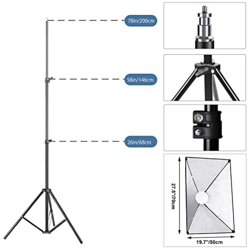 소프트박스 조명 키트, YICOE 사진 조명 키트 2x19.7