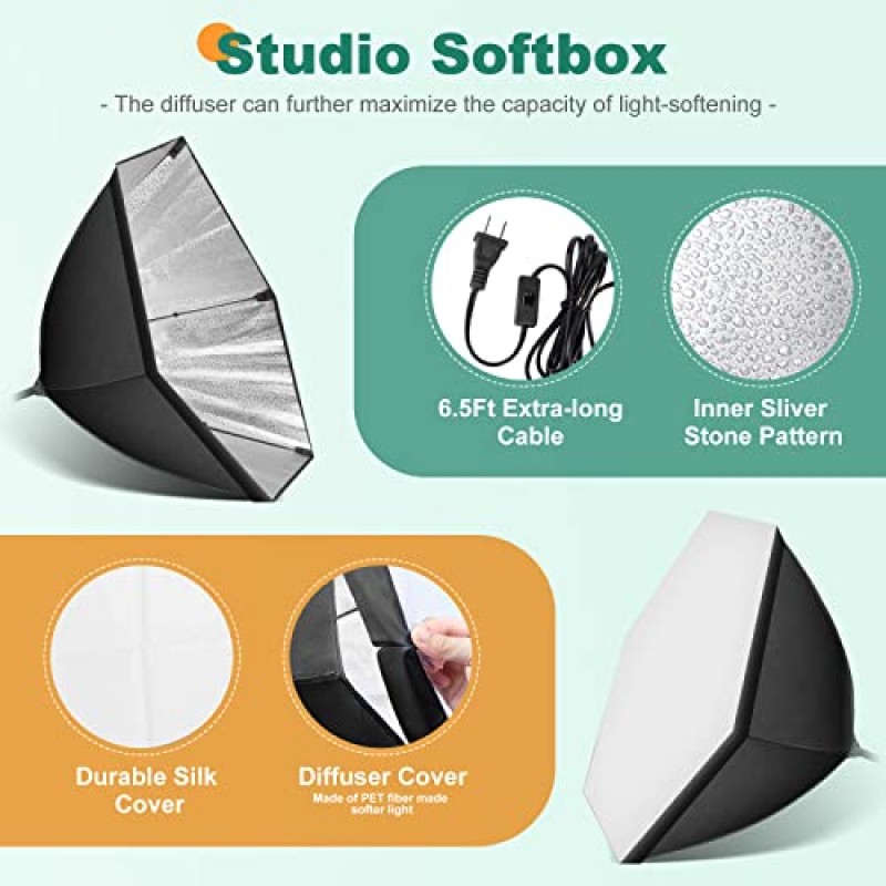 Torjim Softbox 조명 키트, 모델 인물 사진 촬영을 위한 30