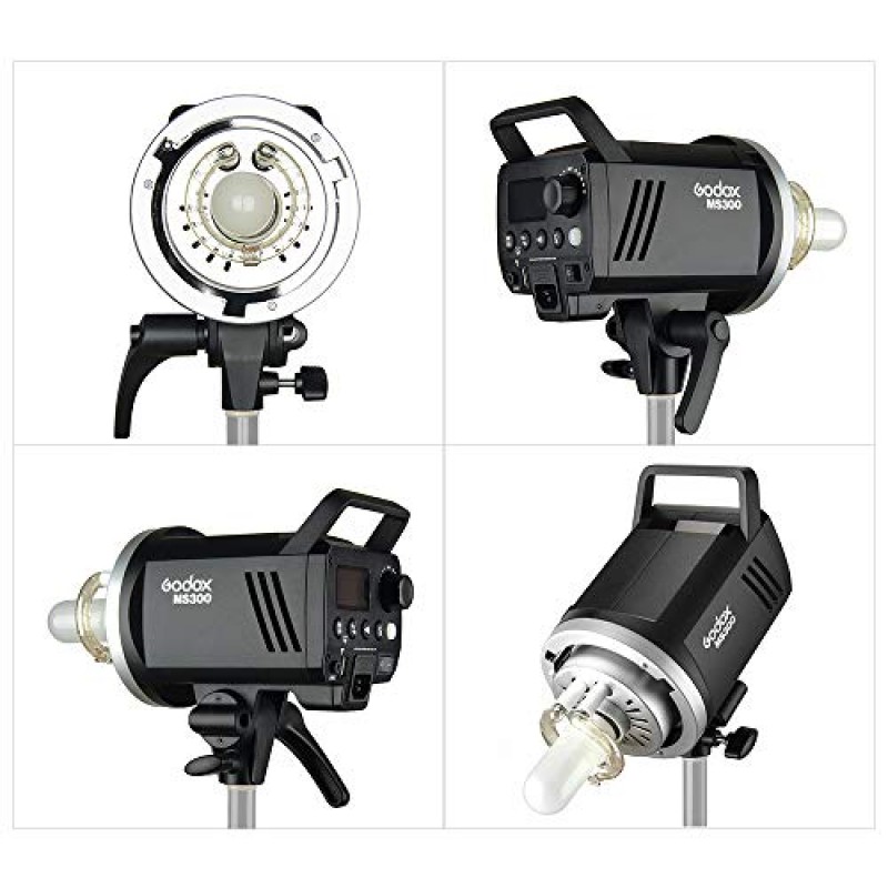 Godox MS300 스튜디오 플래시 스트로브 라이트 모노라이트 300Ws Max. 전원 내장 Godox 2.4G 무선 X 시스템 GN58 5600K, 150W 모델링 램프 포함 실내 스튜디오 제품 사진 촬영용 Bowens 마운트