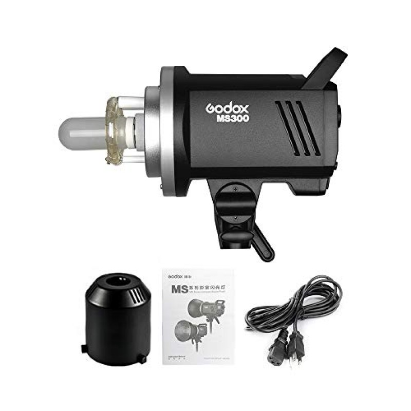 Godox MS300 스튜디오 플래시 스트로브 라이트 모노라이트 300Ws Max. 전원 내장 Godox 2.4G 무선 X 시스템 GN58 5600K, 150W 모델링 램프 포함 실내 스튜디오 제품 사진 촬영용 Bowens 마운트