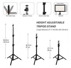Unicucp 2팩 LED 비디오 조명, 사진 조명 키트, YouTube/스트림 줌 통화/블로깅/화상 회의 조명용 삼각대 스탠드/컬러 필터가 포함된 2400-6800K 조광 가능 스튜디오 조명 97 CRI
