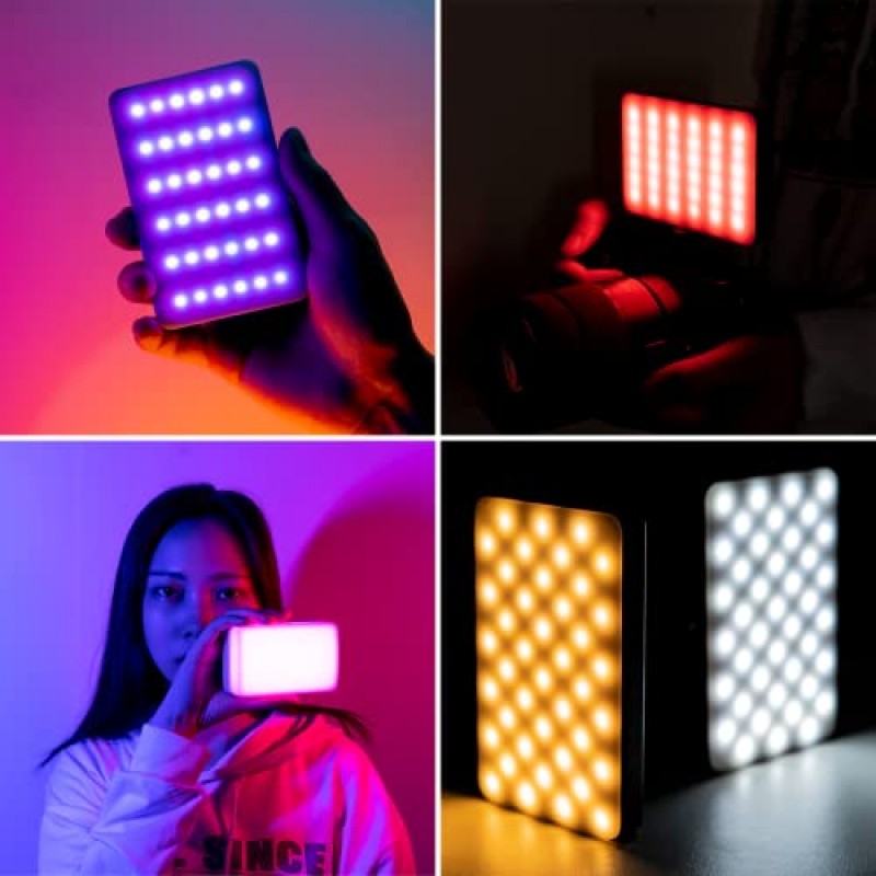 VIJIM VL120 RGB 비디오 조명, 휴대용 LED 카메라 라이트 패널 0-360 풀 컬러, CRI 95+ 2500-9000K LED 3100mAh 충전식 DSLR 조명(블로깅, 사진, 화상 회의용)