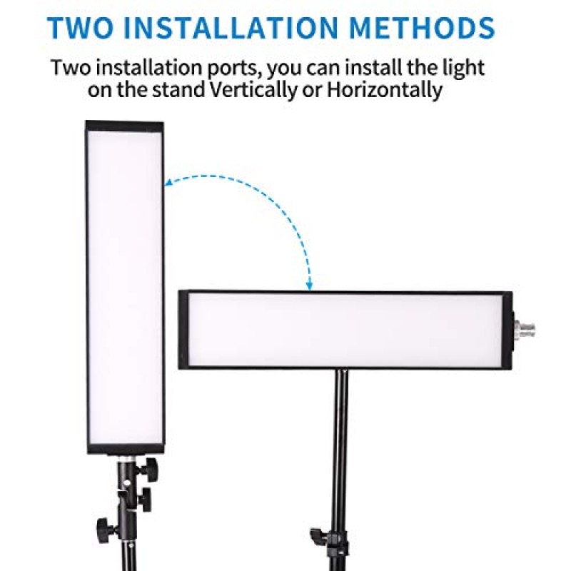 GIJUANRING 2팩 사진 조명, 스튜디오 비디오 조명 3200K-5500K 이중 색상 조광 가능 LED 패널(인물 사진, 제품 사진, YouTube 비디오 녹화용 삼각대 스탠드 백 포함)
