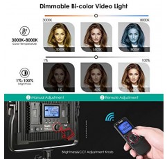 Switti LED 비디오 조명 패널 조명 키트, 소프트박스가 포함된 조광 가능 이중 색상 사진 조명, 비디오 제작용 LED 조명 키트, 인물 촬영|45W/600개 LED/3000K-8000K/CRI96+