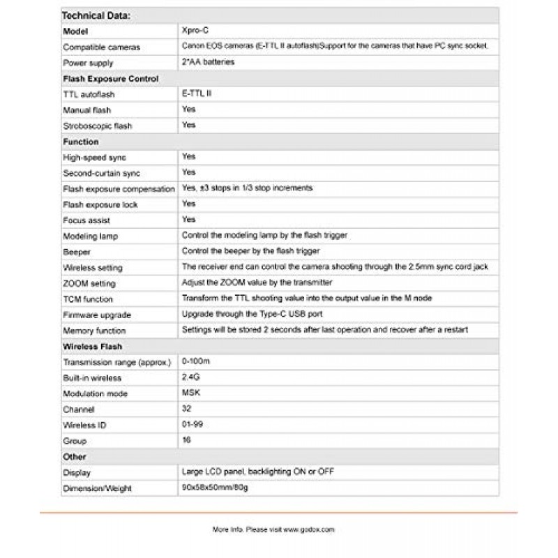 Canon 1/8000s HSS용 Godox Xpro-C TTL 무선 플래시 트리거 TTL-수동 변환 기능 대형 스크린 기울어진 디자인 5개의 전용 그룹 버튼 11개의 사용자 정의 기능