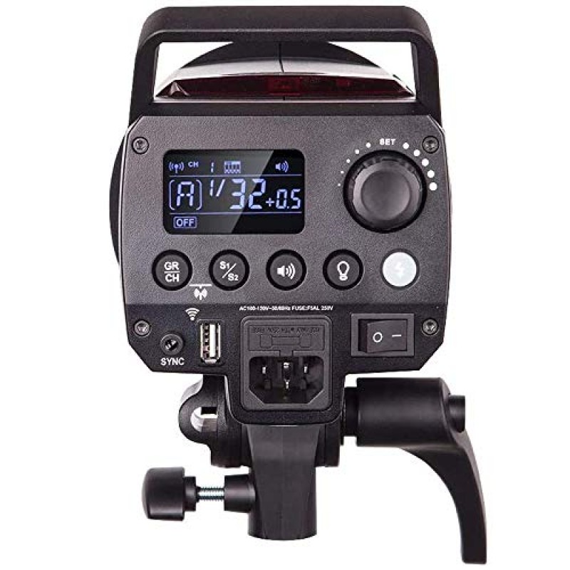 Godox MS200 200W 스튜디오 플래시, 내장 2.4G 무선 X 시스템 GN53 5600K 모노라이트, 보웬스 마운트 150W 모델링 램프, 0.1-1.8S 재활용 시간, 실내 스튜디오 제품 사진 인물 사진