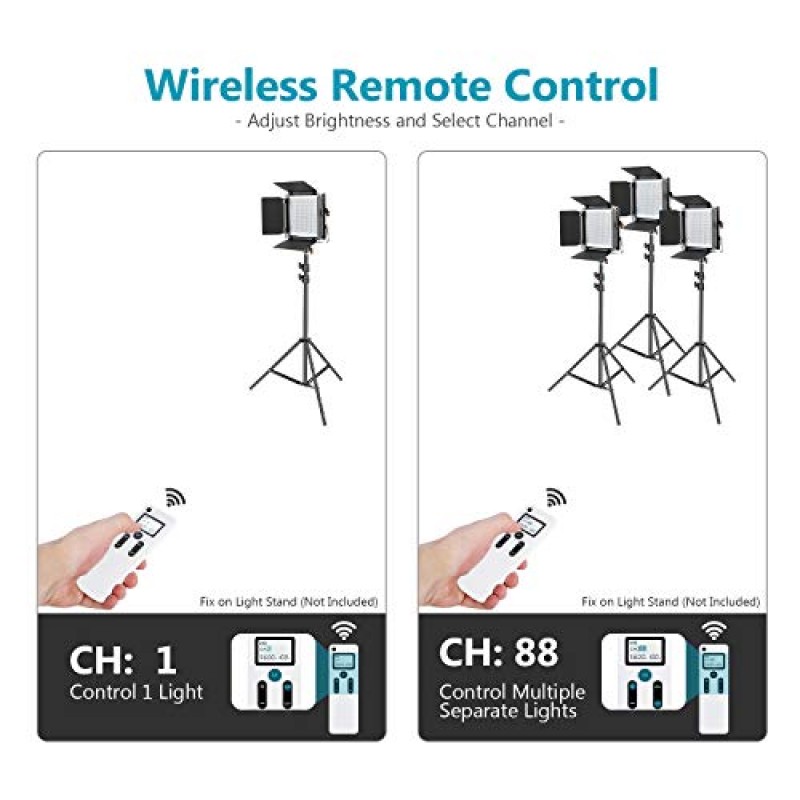 Neewer 고급 2.4G 480 LED 비디오 조명, LCD 화면이 포함된 조도 조절이 가능한 이중 색상 LED 패널 및 인물 제품 사진 촬영을 위한 2.4G 무선 리모트, 금속 U 브래킷 및 반도어를 사용한 스튜디오 비디오 촬영