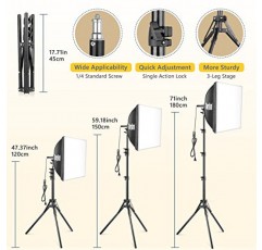 Torjim Softbox 사진 조명 키트, 16' x 16' 전문 Softbox 조명 키트, 85W 3000-7500K LED 전구, 사진/비디오 녹화/라이브 스트리밍용 스튜디오 조명