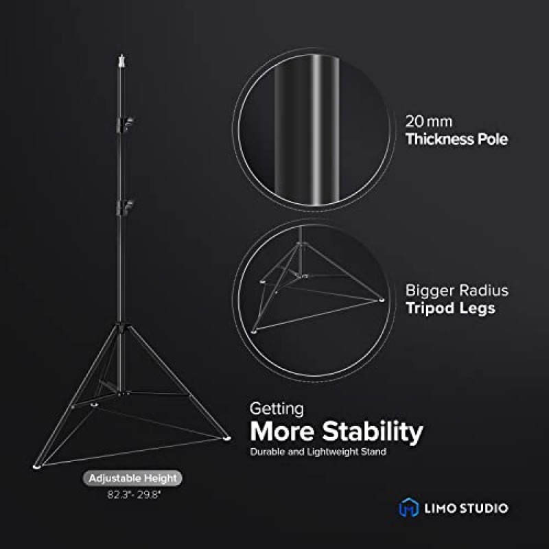 LimoStudio, 700W 출력 조명 시리즈, LMS103, 흰색 및 검정색 우산 반사판용 소프트 연속 조명 키트(액세서리 및 휴대용 가방 포함)