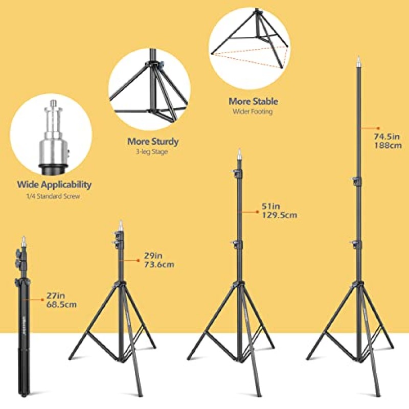 UBeesize 소프트박스 사진 조명 키트, 27인치 x 20인치 연속 조명 키트(2개 40W E27 소켓 8000K 전구 포함), 비디오 녹화용 전문 사진 스튜디오 조명, 인물 촬영