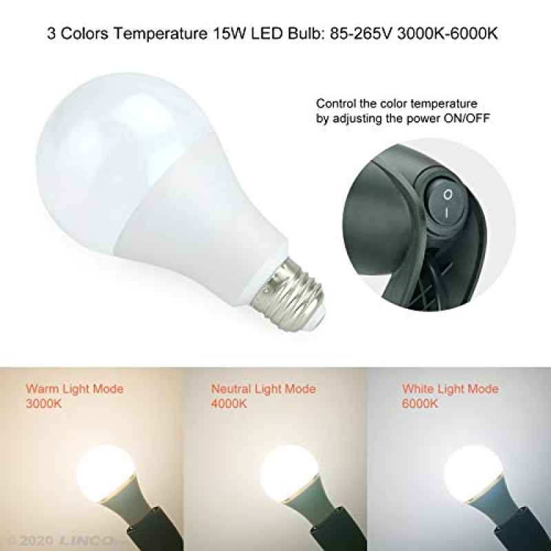 LINCO Lincostore 사진 사진 테이블 탑 스튜디오 소프트박스 조명 키트 3색 LED 전구 - 30초 조정 가능한 소프트박스 보관 형태 AM273로 변경