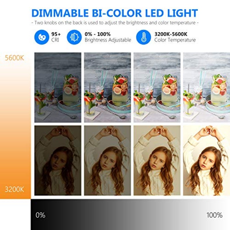 Neewer 초슬림 LED 비디오 소프트 라이트 패널, LCD 디스플레이/3200-5600K/CRI 95+/스튜디오 사진 비디오 촬영용 내장 배터리를 갖춘 DSLR 카메라 사진용 카메라 비디오 조명 조광 가능