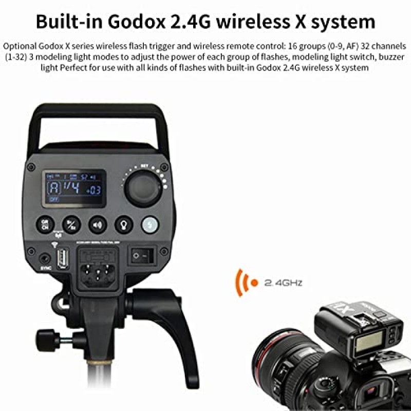 Godox 600W 사진 스튜디오 스트로브 플래시 조명 키트, Godox MS300 300W 2.4G 모노라이트 2개(보웬스 마운트 포함), 소프트박스 2개, AT-16 트리거 1개, 우산 2개, 스튜디오, 제품, 인물 사진용 반사경 1개