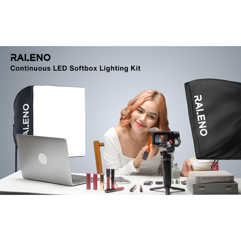 RALENO® 소프트박스 조명 키트, 50W 5500K LED 전구가 포함된 소프트박스 사진 조명, 사진 촬영 및 비디오 녹화용 20'X20' 반사 조명