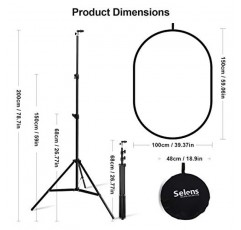 Selens 59x39인치 팝업 소프트 라이트 디퓨저 키트, 사진 스튜디오 인물 사진 및 제품 촬영을 위한 6.6피트 라이트 스탠드 및 클립 홀더 포함