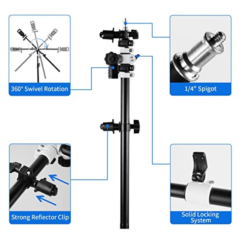 Selens 텔레스코픽 반사경 홀더 확장 가능한 붐 암 사진 스튜디오 제품 및 인물 사진용 길이 조절이 가능한 360도 회전