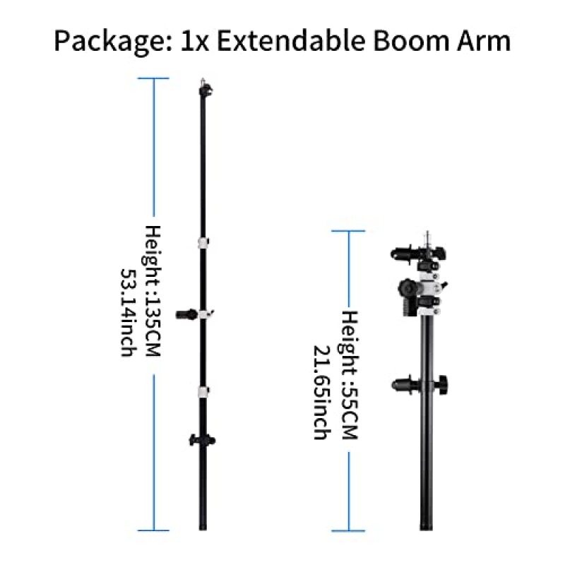 Selens 텔레스코픽 반사경 홀더 확장 가능한 붐 암 사진 스튜디오 제품 및 인물 사진용 길이 조절이 가능한 360도 회전