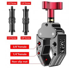 사진 스튜디오 비디오 조명 카메라용 1/4 ~ 3/8 표준 금속 스터드가 있는 KOQEIEY 슈퍼 클램프 카메라, DSLR 카메라, LED 조명, 마이크, 무선 플래시 수신기, 트리거용 크랩 플라이어 클립 마운트