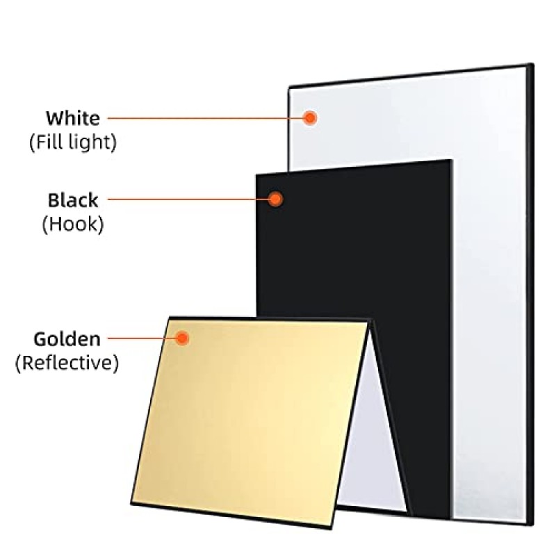 순포 2개 라이트 반사판 사진 골판지, 정물화, 제품 및 음식 사진 촬영을 위한 17x12인치 스튜디오 접이식 라이트 디퓨저 보드 -실버/골드/화이트/블랙