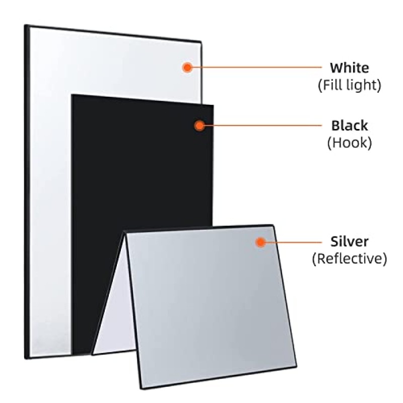 순포 2개 라이트 반사판 사진 골판지, 정물화, 제품 및 음식 사진 촬영을 위한 17x12인치 스튜디오 접이식 라이트 디퓨저 보드 -실버/골드/화이트/블랙