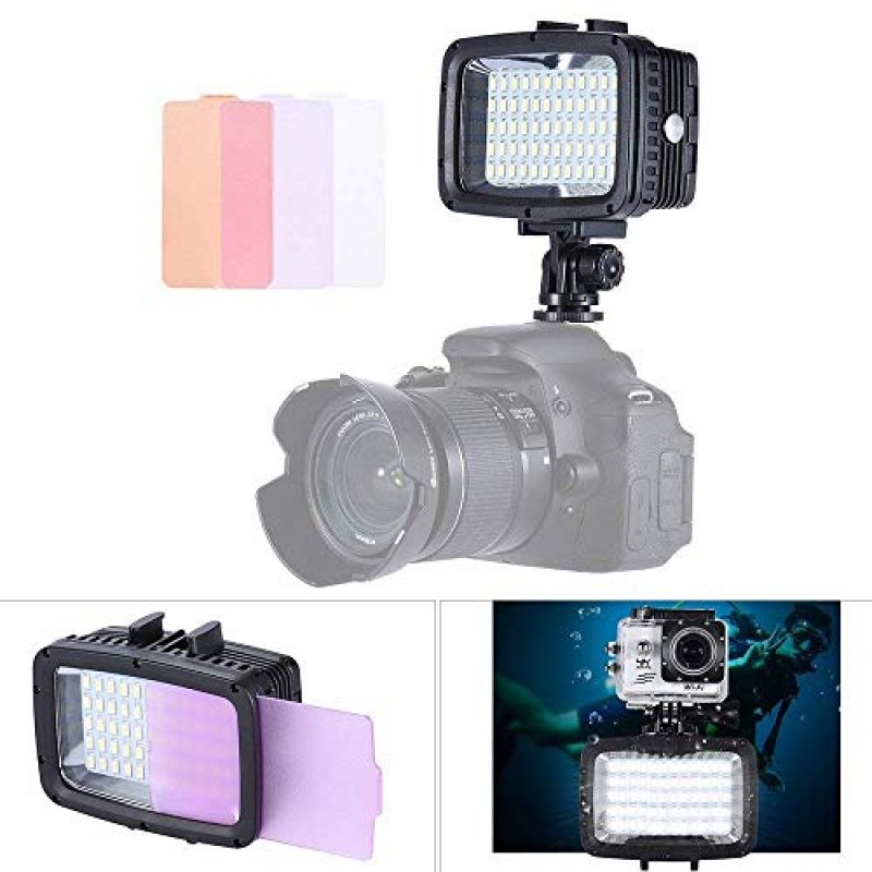 60pcs LED 다이빙 필인 라이트 울트라 브라이트 1800LM 방수 수중 40m 5500K 비디오 스튜디오 사진 램프 Canon Nikon Sony DSLR 카메라 GoPro Hero Xiaomi Yi SJCAM 액션 캠…