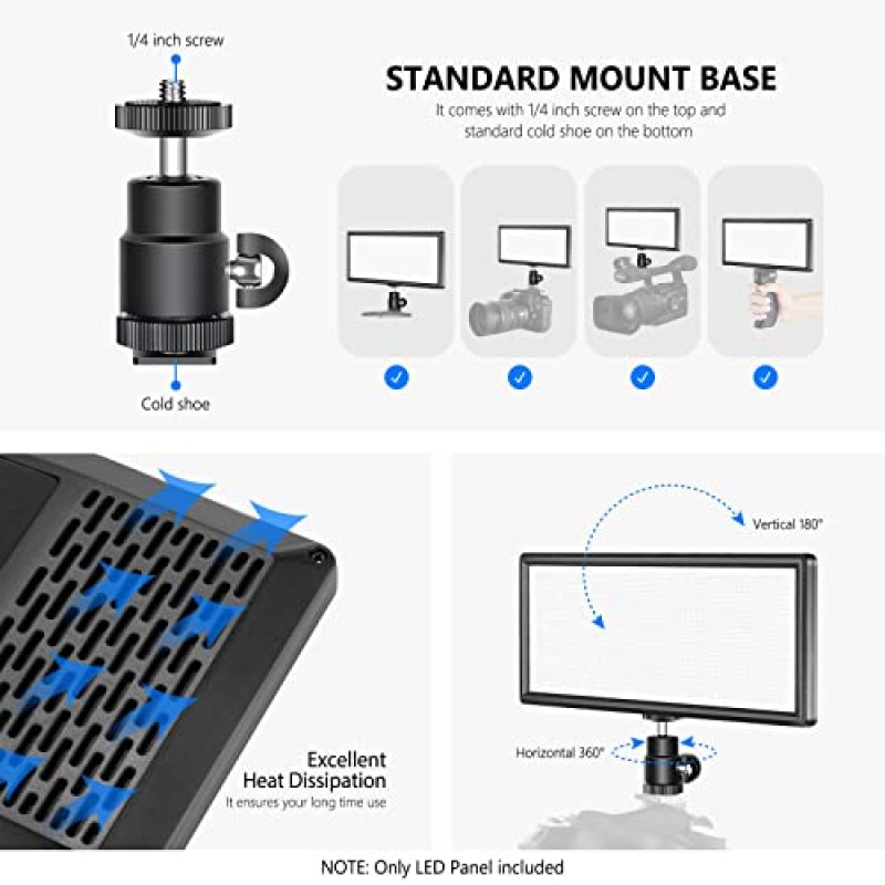 Neewer 슈퍼 슬림 바이컬러 디밍 가능 LED 비디오 조명(LCD 디스플레이, 2600mAh 리튬 이온 배터리 및 충전기 포함) - 초고전력 LED 패널, 카메라 사진 스튜디오 인물 비디오 사진용 3200K-5600K