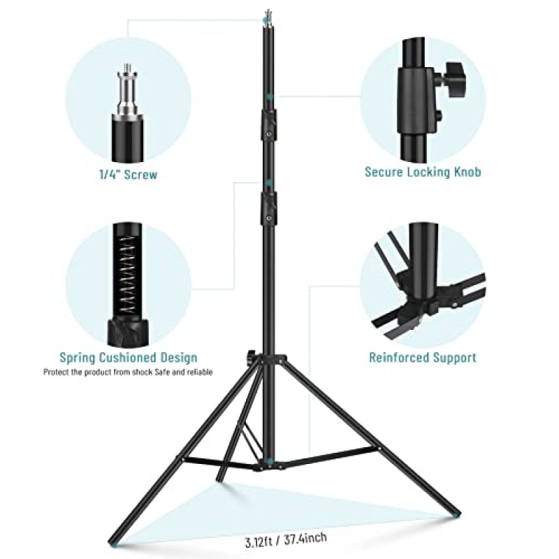 헤비 듀티 9.2피트/110' 라이트 사진 삼각대 스탠드, Sdfghj 알루미늄 스프링 쿠션 조명 스탠드(Relfector 초상화, 소프트박스, 우산, 배경, 플래시, 280CM용 캐리 백 포함)