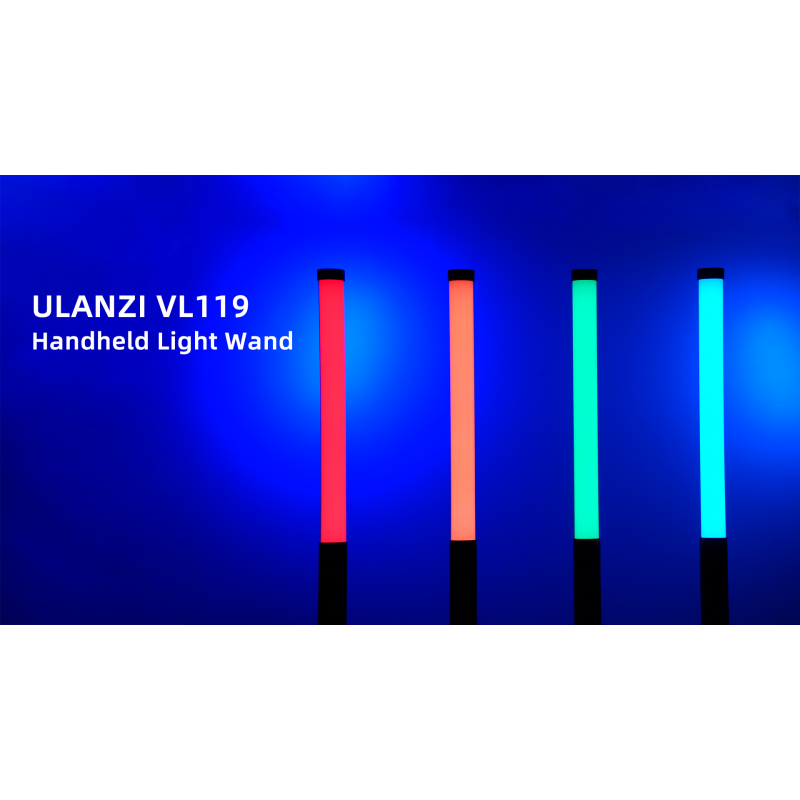 ULANZI VL119 휴대용 조명 막대, 사진용 360° RGB LED 비디오 조명, 비디오 촬영용 2600mAh 충전식 튜브 조명, LCD가 있는 2500-9000K 밝기 조절 가능 카메라 조명