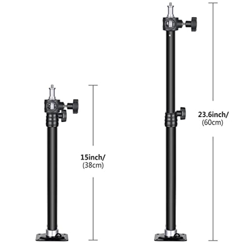 Neewer 벽 장착 붐 암 15-23.6인치/38-60cm 사진 스튜디오 비디오 조명, 모노라이트 사진용 1/4인치 ~ 3/8인치 범용 어댑터로 길이 조절 가능