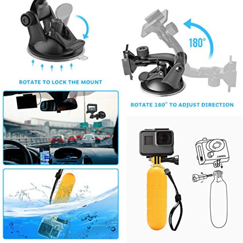 AKASO EK5000 EK7000 4K WiFi 액션 카메라 GoPro Hero 11 10 9 8 7 6 5/Session 5/Hero 4/3+/3/2/1 Max Fusion SJ4000 SJ5000용 Luxebell 액세서리 키트