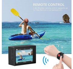 Dragon Touch 4K 수중 HD 액션 카메라, Vision 3 Pro 터치 스크린 20MP 100FT 방수 비디오 카메라 조정 가능한 시야각 WiFi 스포츠 캠코더(원격 제어 헬멧 액세서리 포함)