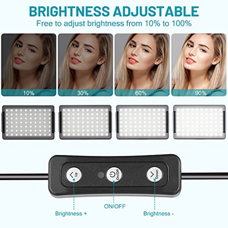 AGUPERFIT 70 LED 비디오 조명 키트 조정 가능한 삼각대 스탠드가 포함된 연속 사진 조명 팩 + 사진 스튜디오/인물 사진/탁상 촬영/회의 조명용 밝기 11개 + 컬러 필터 4개