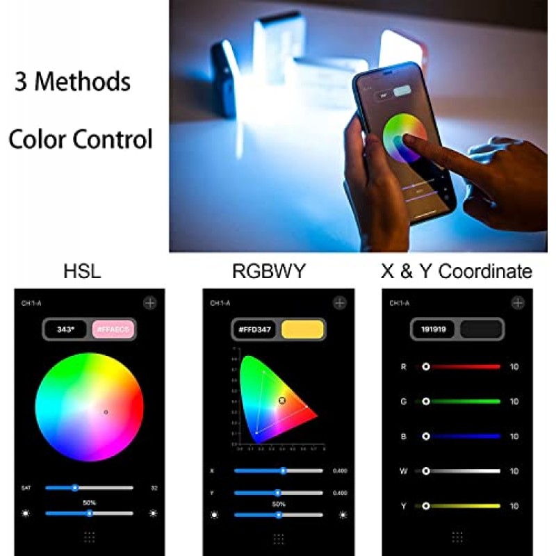 RGB 비디오 사진 조명 키트, 앱 제어 스 트리머 라이트 Tiktok 라이트, 제품 촬영, 블로깅, 간 스트리밍, 사진, 비디오용 2800K-6800K LED 비디오 라이트(1개)