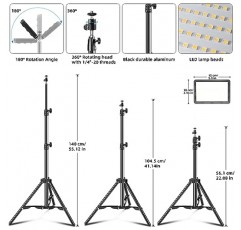 LED 비디오 조명 키트 2개, Hagibis 스튜디오 조명 사진용 9가지 컬러 필터 조절 가능한 삼각대 스탠드가 있는 조명 사진 비디오 녹화용 55인치 스트리밍 조명 컴퓨터 줌 스트림 TikTok YouTube