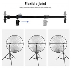 NEEWER 확장형 반사경 홀더 암, 사진 스튜디오 텔레스코픽 27.9인치 ~ 47.2인치 붐 암 제품 및 인물 사진용 360도 회전 반사경 브래킷, 스튜디오 및 야외 사진 촬영에 이상적