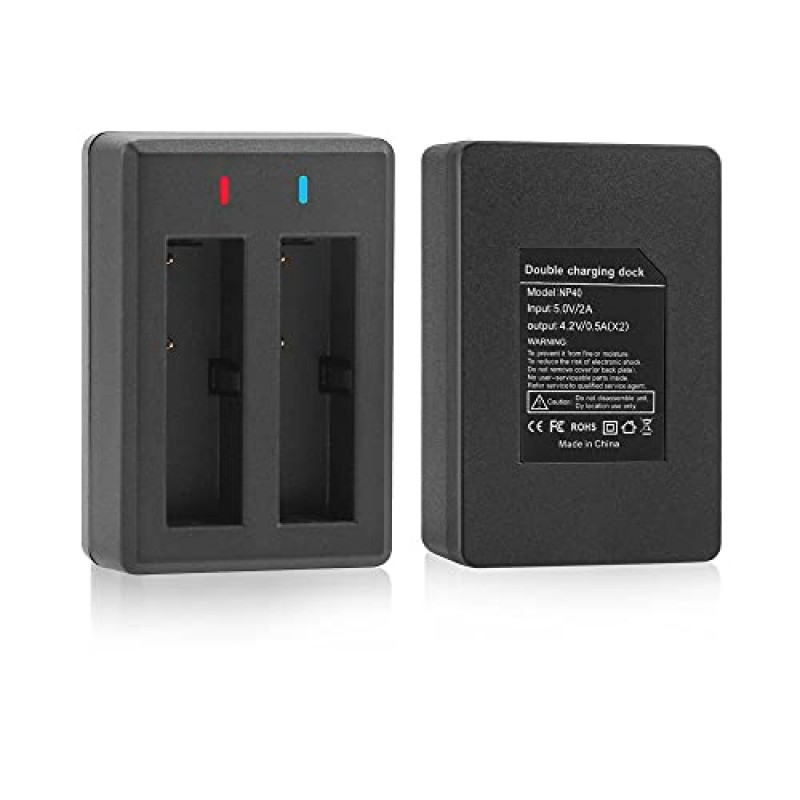 GEEKAM NP-40 배터리 팩, 1500mAh 충전식 배터리(3팩), 비디오 카메라 캠코더용 USB 듀얼 충전기 포함