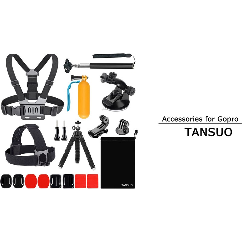 Gopro용 TANSUO 13-in-1 액세서리, GoPro Hero와 호환되는 액션 카메라 액세서리 키트 11 10 9 8 Max 7 6 5 4 검정색 SJ4000 및 기타 스포츠 카메라