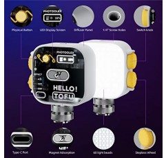 PHOTOOLEX 두부 RGB 비디오 조명, LED 카메라 조명 360° 풀 컬러 휴대용 사진 조명, 2000mAh 충전식 CRI 96+/21 장면 모드/2500-9900K 조광 가능 패널 램프 지원 자기 매력