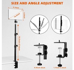 【20W 2팩】 RAUBAY LED 비디오 패널 라이트(데스크 마운트 스탠드 키트 포함), 3200K-5500K 바이컬러 키 라이트(스탠드 C-클램프 포함), 라이브 스트림, 화상 회의, YouTube, TikTok, 메이크업용