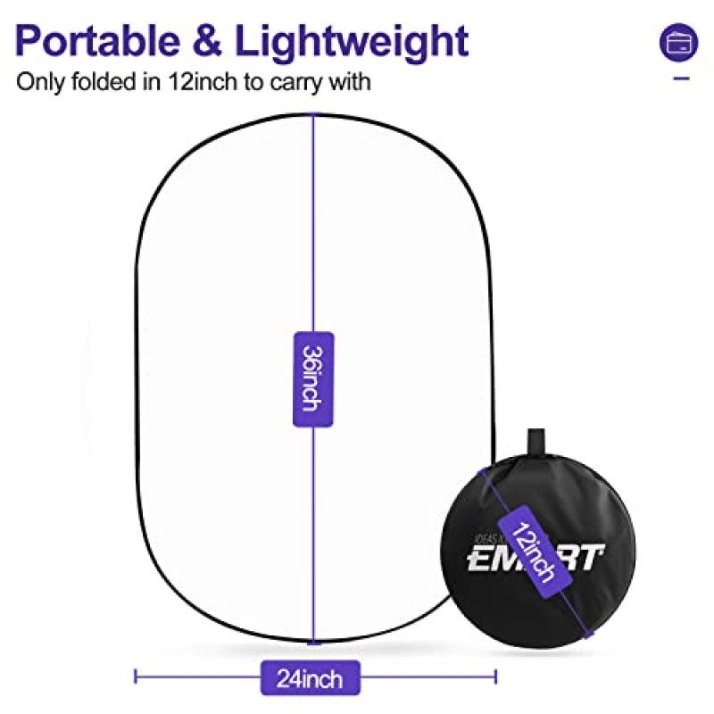 EMART 24' x 36'(60 x 90cm) 빛 반사경 5-in-1 사진 접이식 사진 반사경 스튜디오 비디오용 대형 타원형 휴대용 접이식 빛 반사경 사진 패널