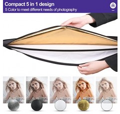 EMART 24' x 36'(60 x 90cm) 빛 반사경 5-in-1 사진 접이식 사진 반사경 스튜디오 비디오용 대형 타원형 휴대용 접이식 빛 반사경 사진 패널