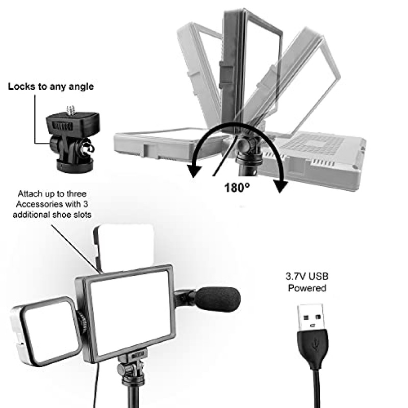 Acuvar 울트라 브라이트 120 LED 비디오 및 사진 조광 가능 라이트 패널 USB 2600K-5600K, 조절 가능한 삼각대 및 iPhone용 4가지 컬러 필터 안드로이드 스마트폰 DSLR 캠코더 카메라 동영상 블로깅(2팩)