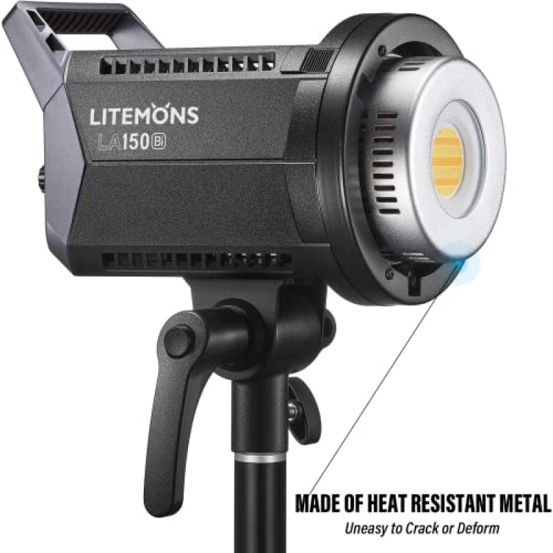 Godox Litemons LA150Bi 190W 2색 LED 비디오 조명, 밝기 조절 가능 2800K-6500K CRI 96+ TLCI 97+, 66600lux@1m, 11 조명 효과, APP 제어, 스튜디오 촬영용 Bowens 마운트 연속 조명, 인물 사진