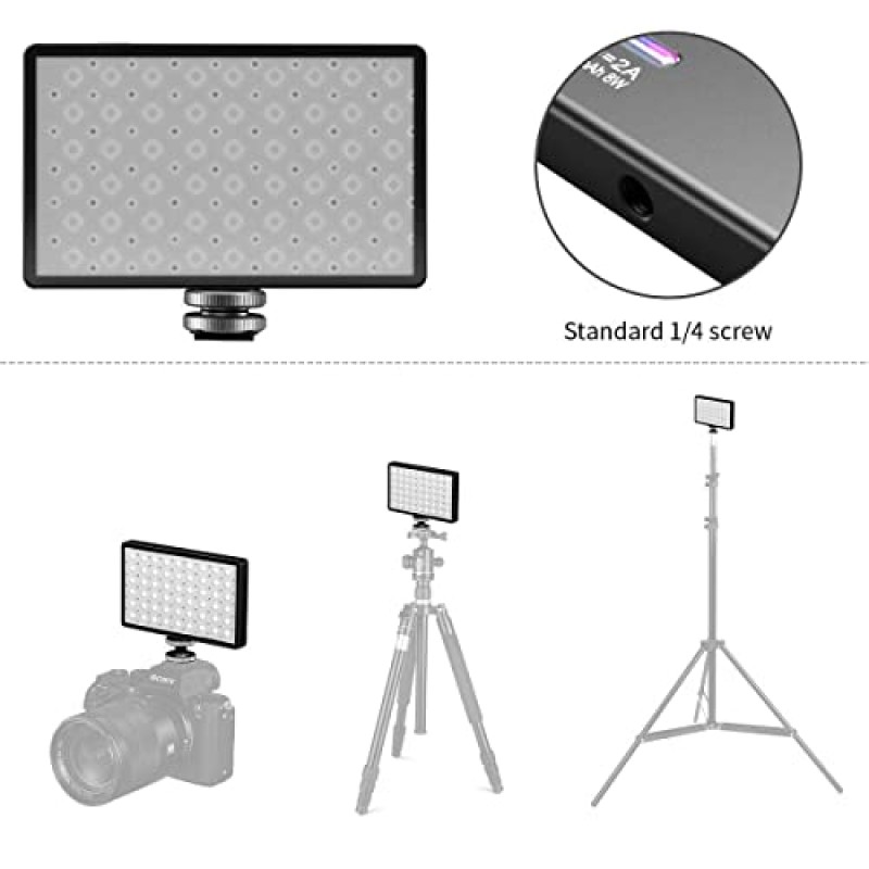 Soonpho P10 RGB LED 비디오 조명, 360° 컬러 출력 CRI97+, 2500K-8500K, 0-100 밝기, DSLR 카메라용 4400mAh, 사진, 블로깅, 창의적인 촬영을 지원하는 카메라 비디오 조명 패널의 휴대용 LED